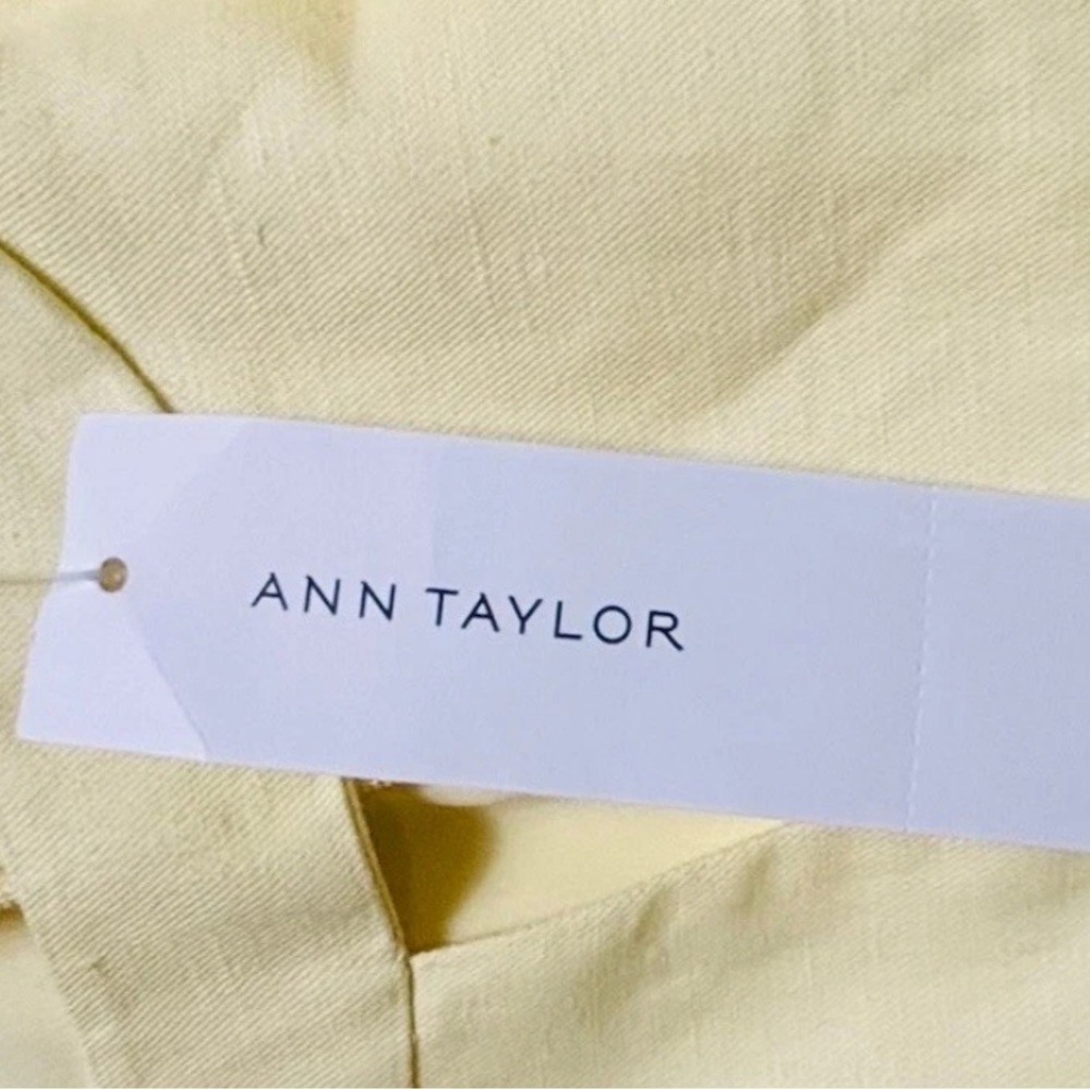 Ann Taylor Size 2 Linen Cotton Lined Midi Dress Buttercream Yellow Halter NWT - Picture 7 of 12